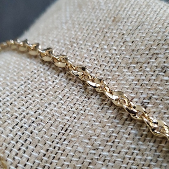 17 inch NECKLACE with Extension Gold Tone Pink Green Gems Floral Feminine Fairy - Picture 5 of 8